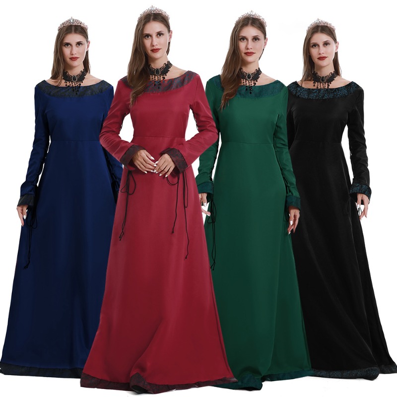 Necklaces - Vestido largo medieval para mujer, con