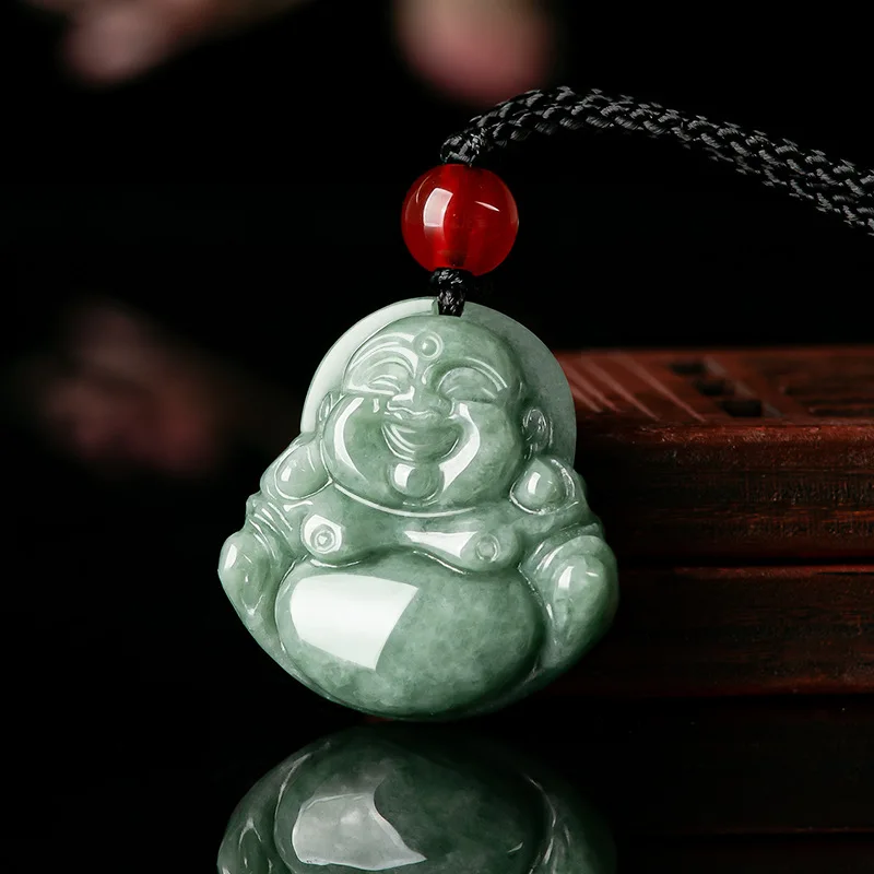 Necklaces - Colgante de jadeíta birmana verde, piedras