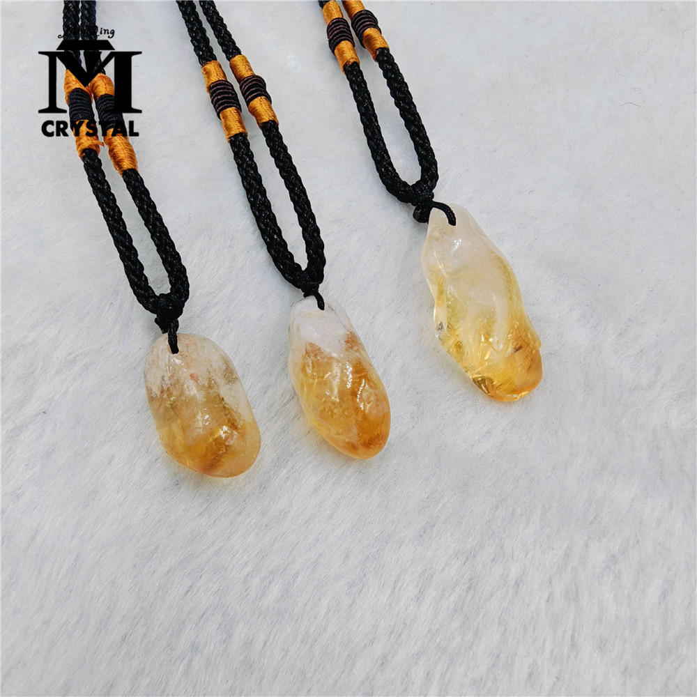 Crystal Pendant Necklace Natural Stone - 3 colgantes de cristal de citrino