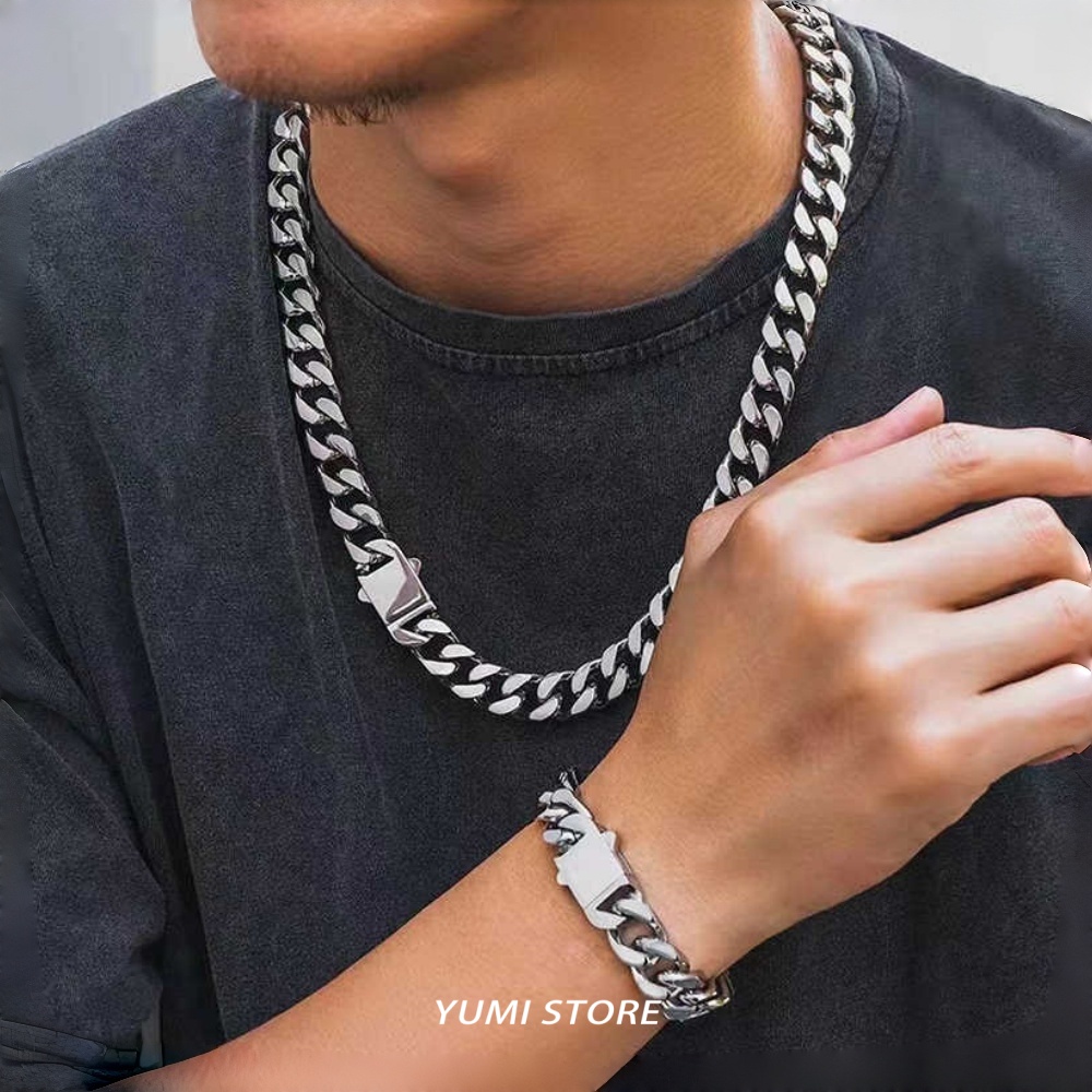 Cuban Link Chain 12Mm - Collar de Acero de Titanio Estilo