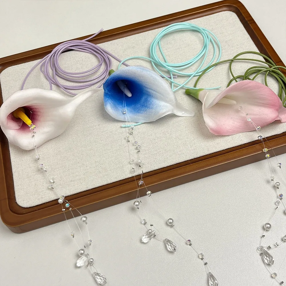 Moda exagerada Calla Lily colg - Pearl Choker Necklace Vintage reseña y precio