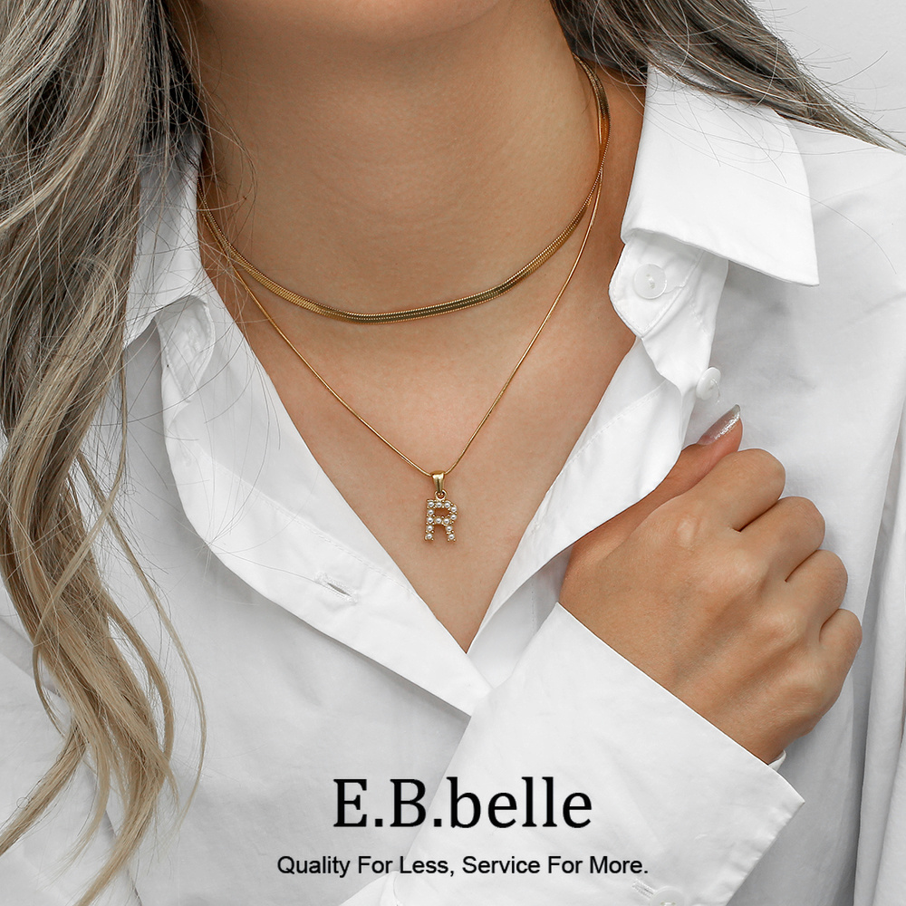 E.B.belle-collar de acero inox - Initial Letter Necklace 18K Gold reseña y precio